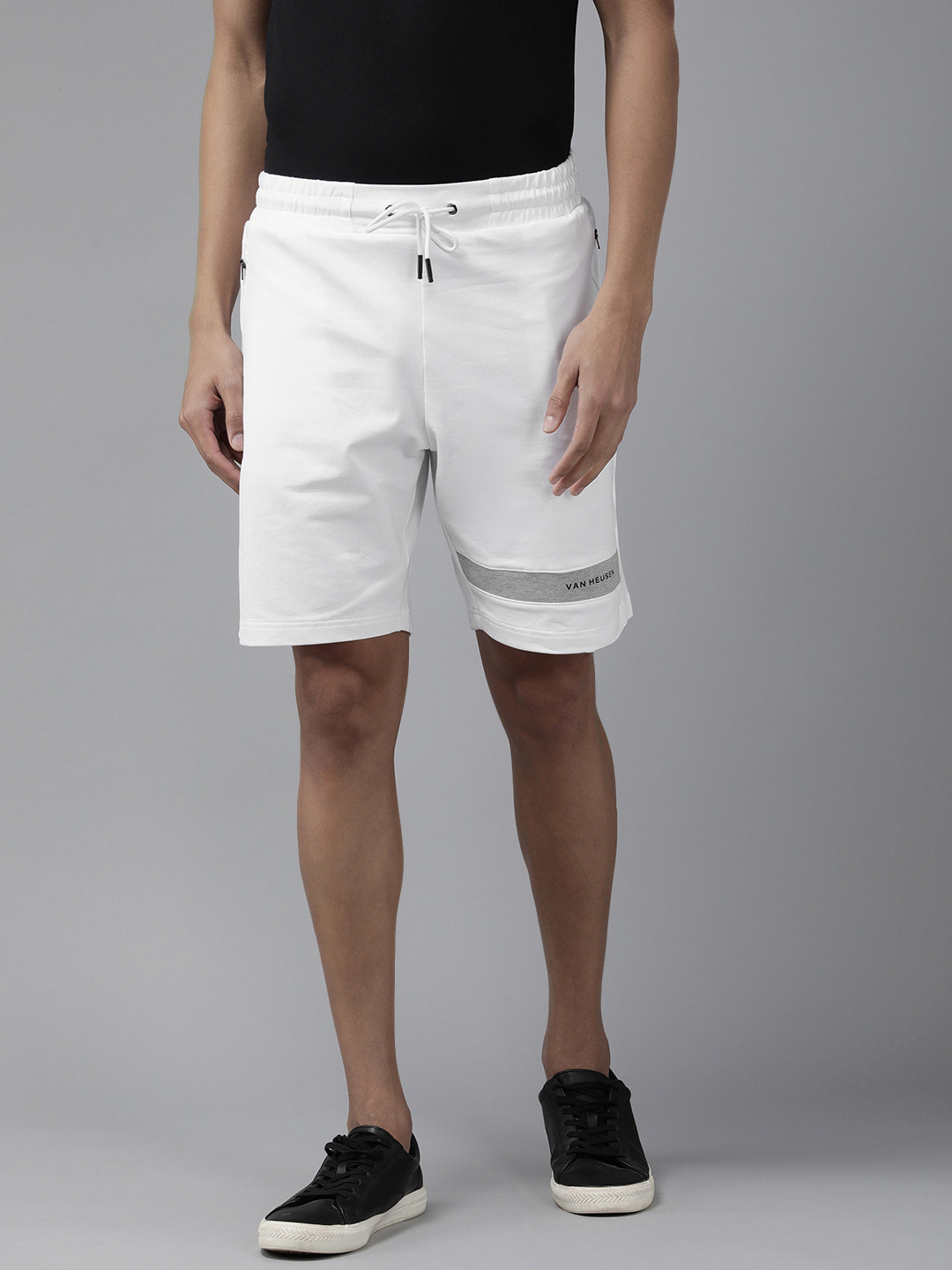 Van Heusen Flex Men White Solid Low-Rise Yoga Shorts