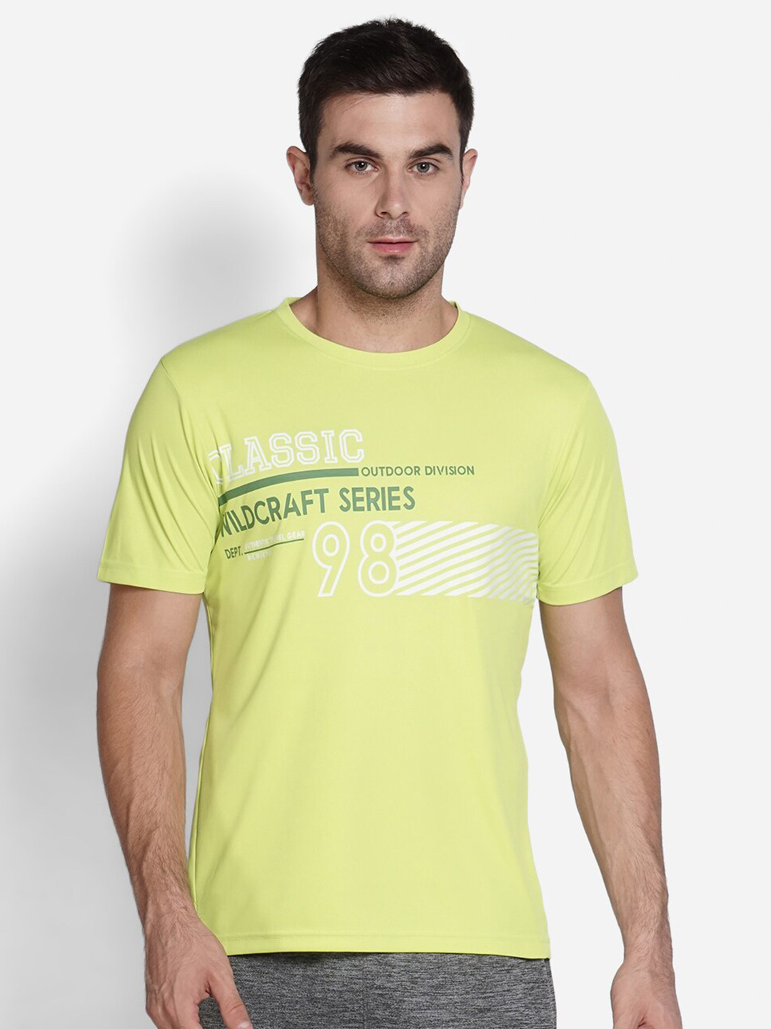 Wildcraft Men's Lime Green Typography Printed T-shirt