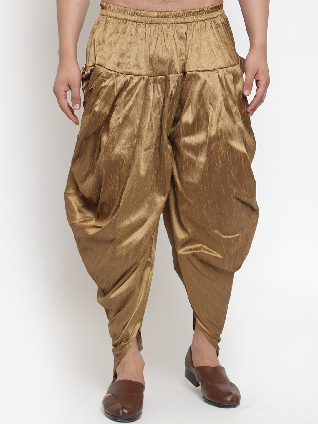 Kaifoo Men Gold-Toned Solid Silk Dhotis