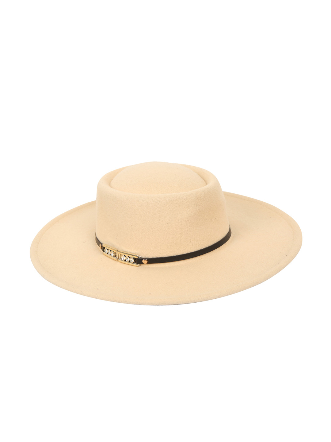 FabSeasons Women Cream Coloured Solid Panama Sun Hat