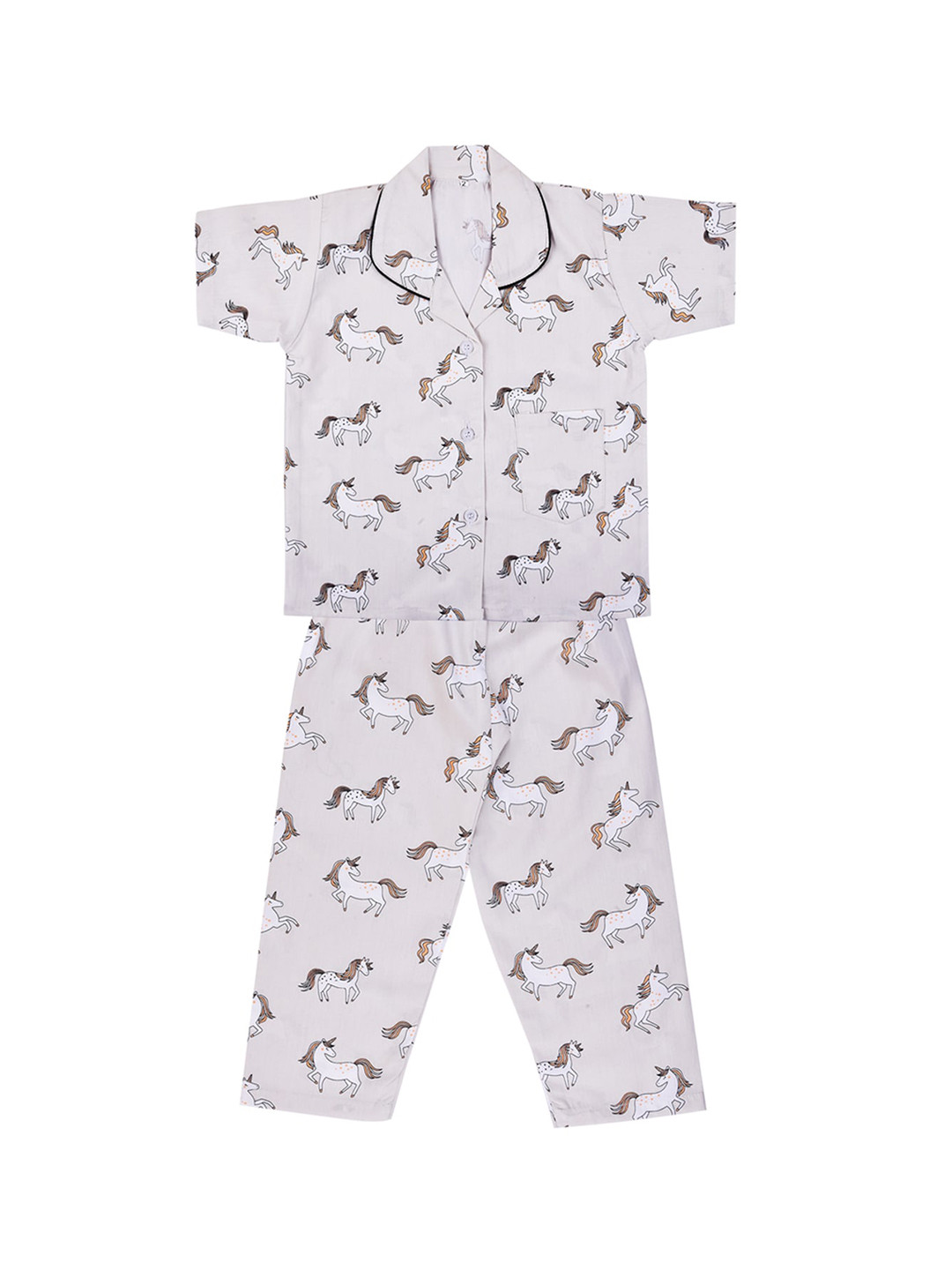 Wish Karo Boys Grey & White Animal Printed Night suit
