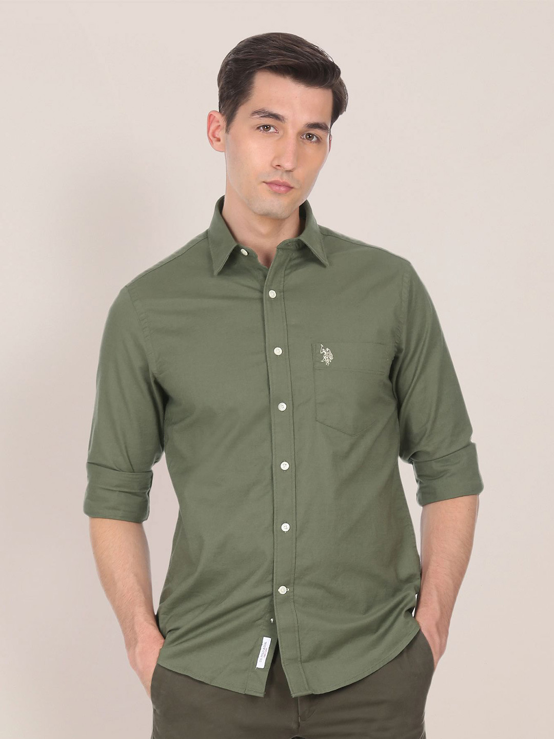U S Polo Assn Men Green Casual Shirt