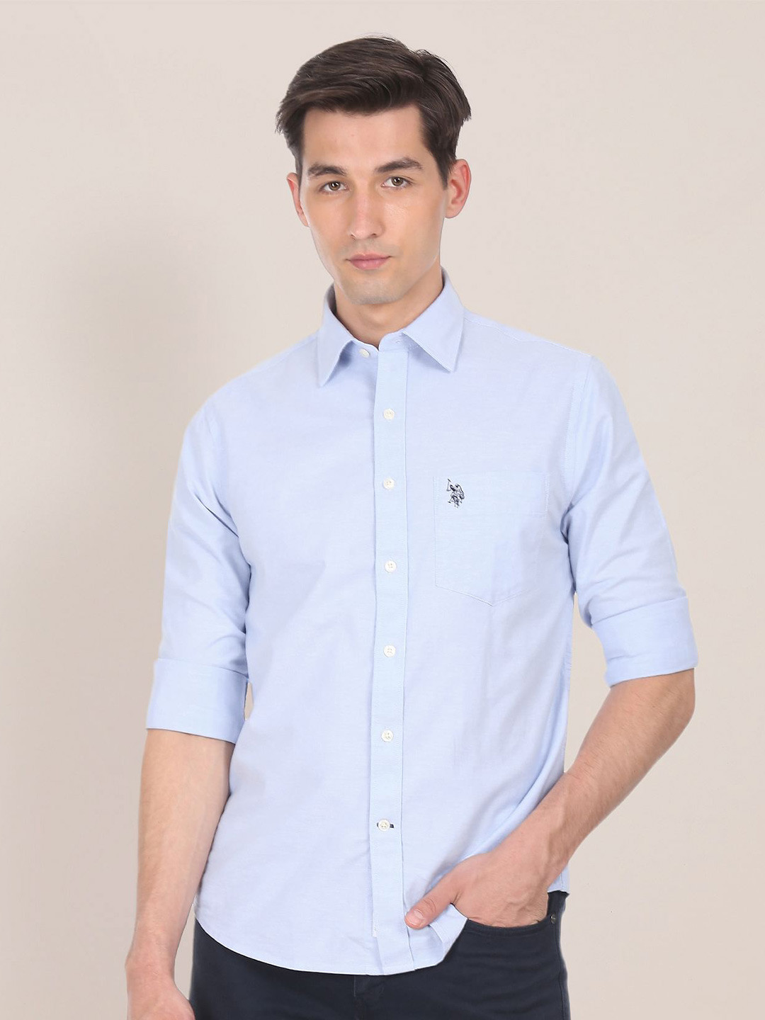 U S Polo Assn Men Blue Casual Shirt