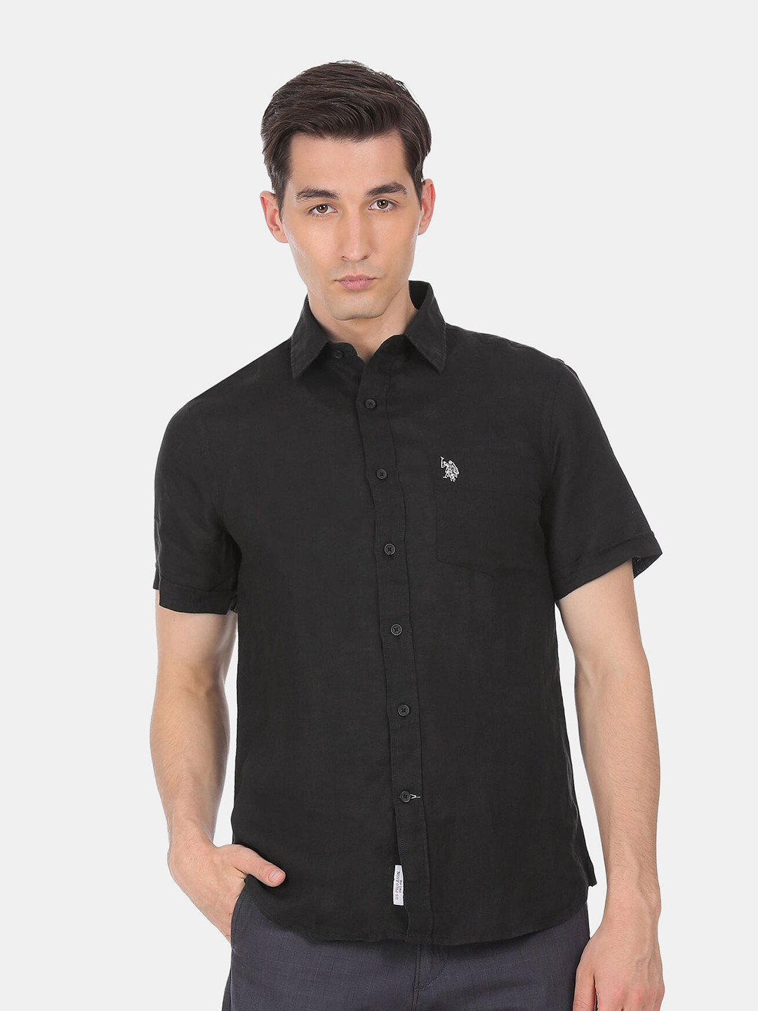U S Polo Assn Men Black Casual Shirt