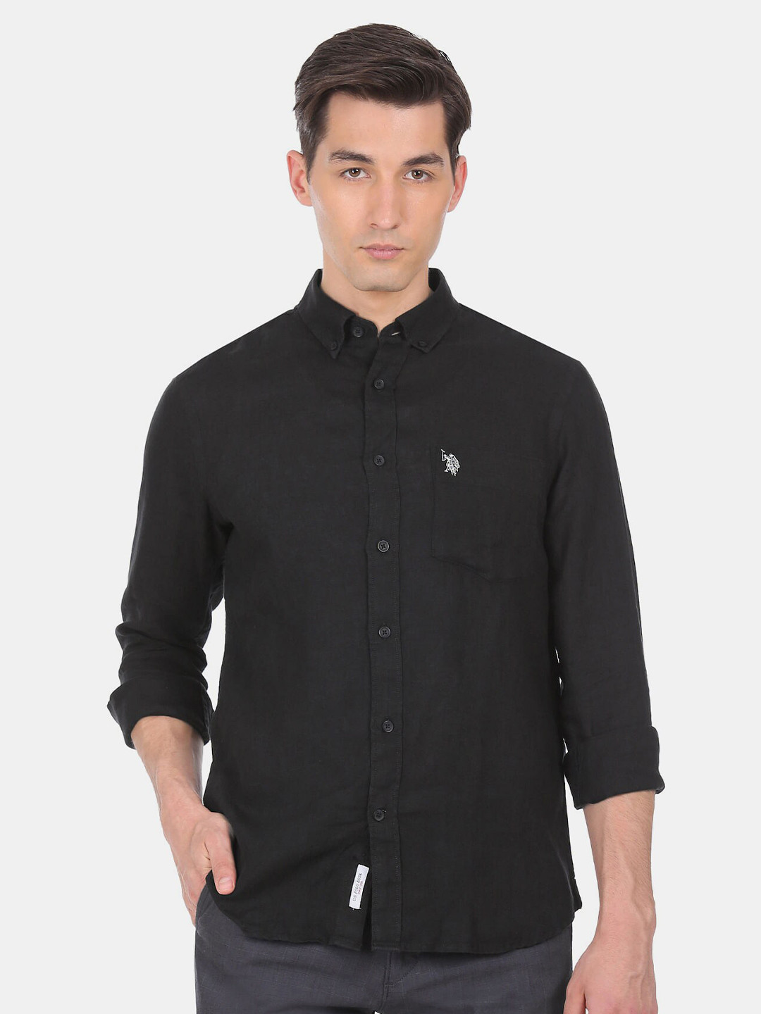 U S Polo Assn Men Black Casual Shirt