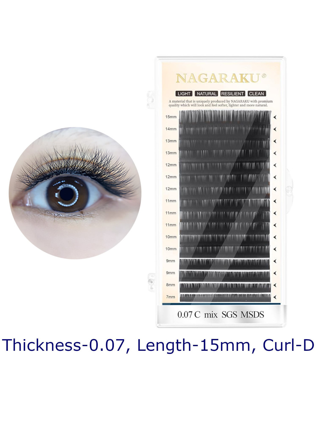 NAGARAKU Individual Black 16 Lines Material Super Soft Eyelash Extension - Curl D