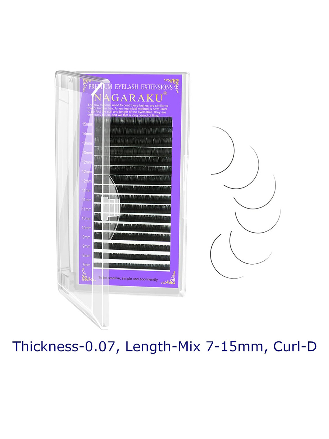 NAGARAKU Individual Black 16 Rows Mix Tray Eyelash Extensions - Curl D