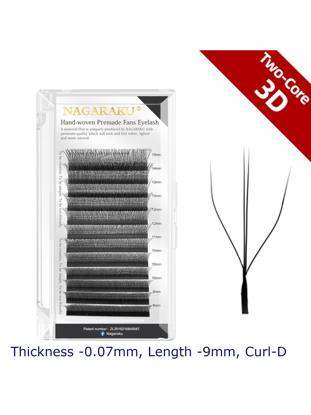 NAGARAKU Women Black W Eyelash Extension 3D Two-Core Volume False Eyelashes