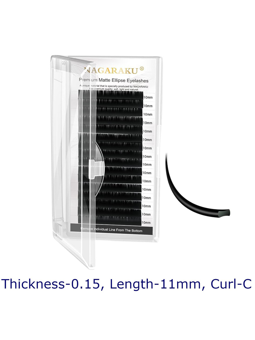 NAGARAKU Black Flat Ellipse Split Tips Shaped 12 Rows False Eyelashes - Curl C - 0.15/11