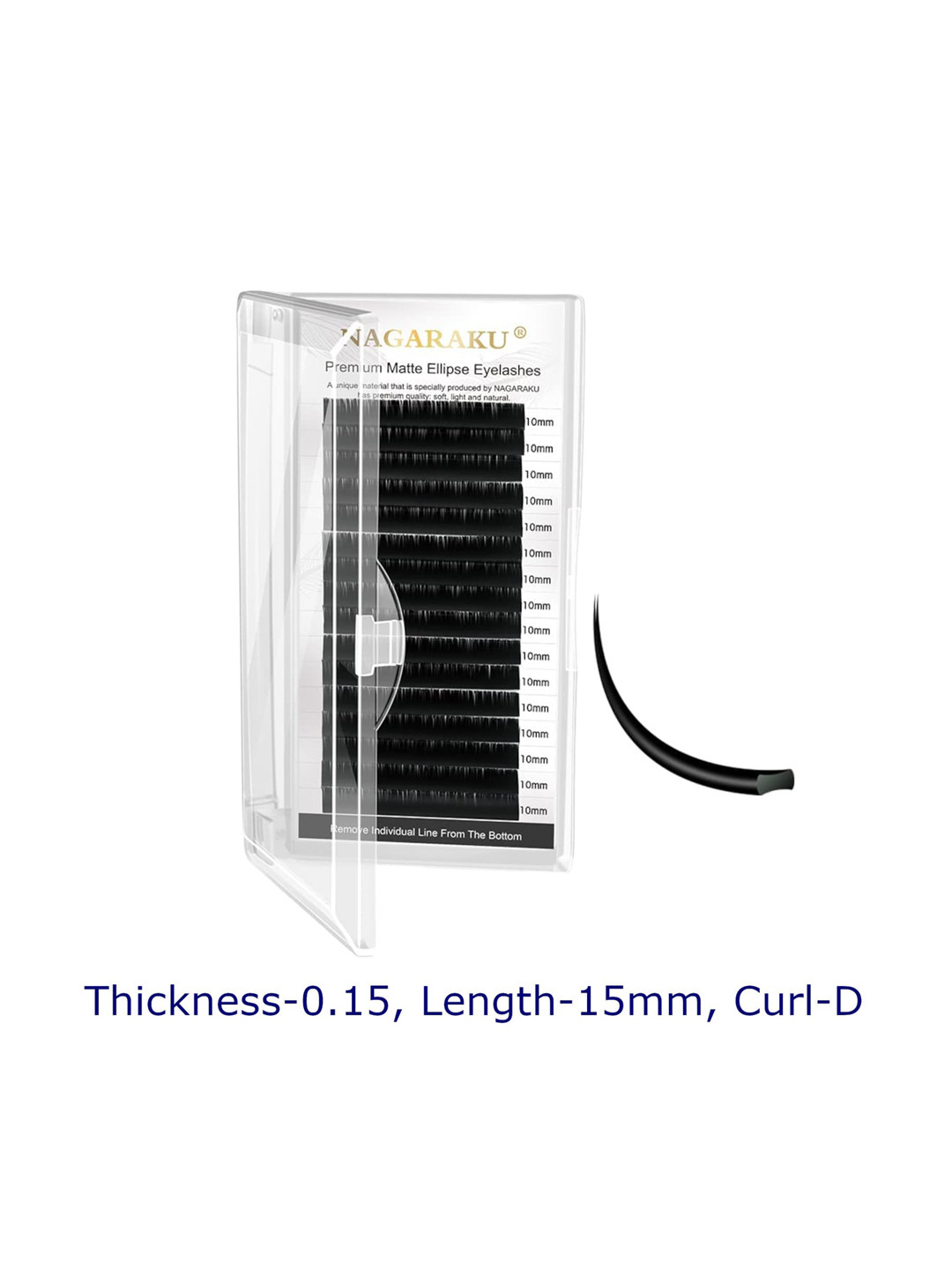NAGARAKU Black Flat Ellipse Split Tips Shaped 12 Rows False Eyelashes - Curl D - 0.15/15