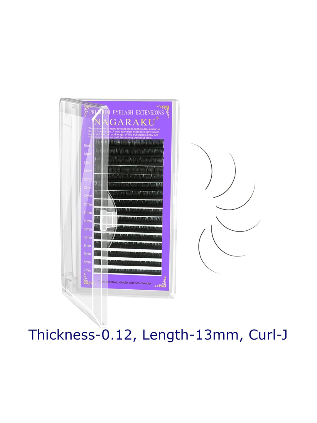 NAGARAKU Black Individual Premium Classic Matte 16 Rows Eyelash Extension- Curl J- 0.12/13