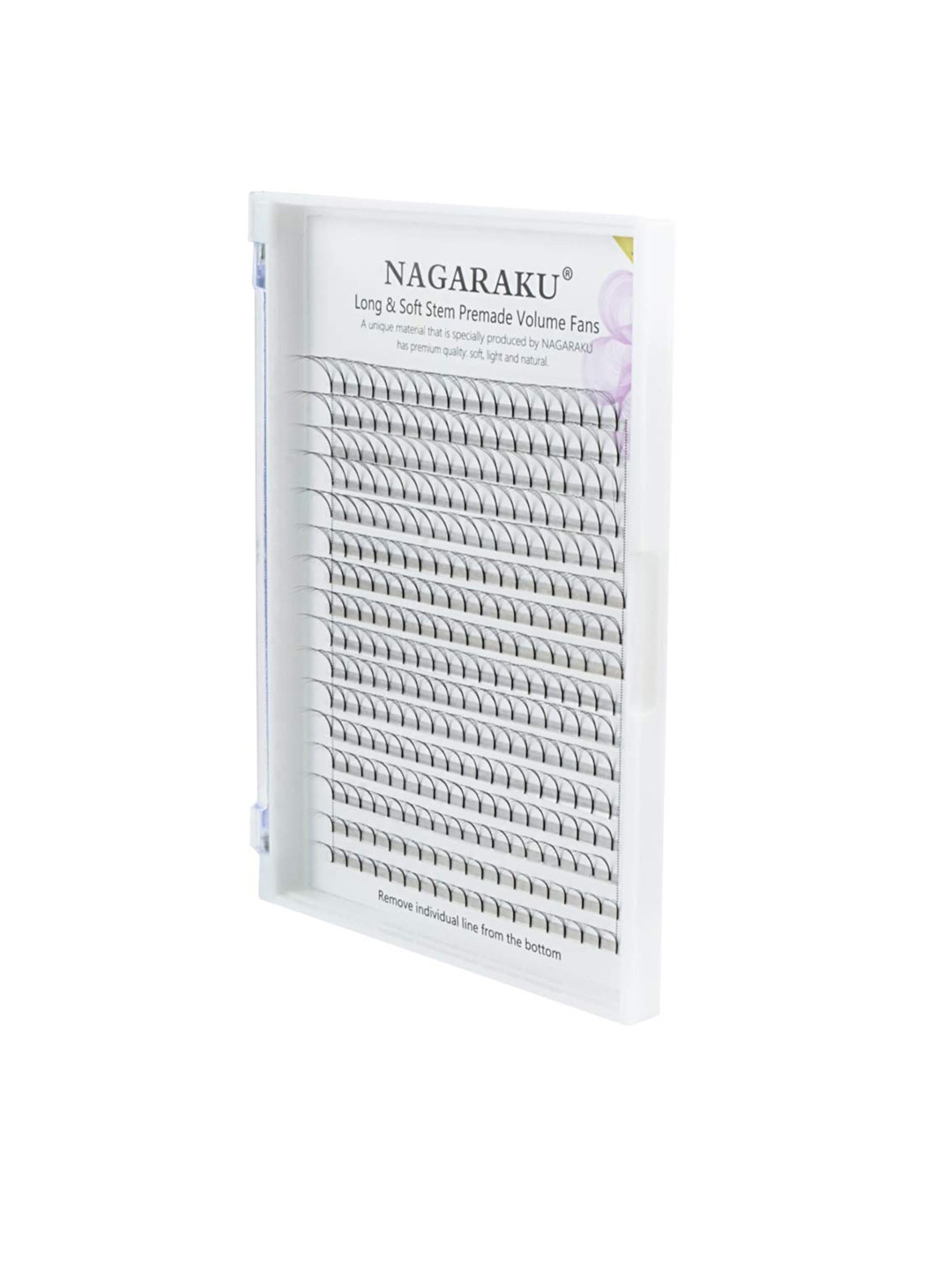 NAGARAKU Black Sharp Narrow Stem Premade Fans 16 Rows 5D Eyelashes Curl D- 0.07/9-14