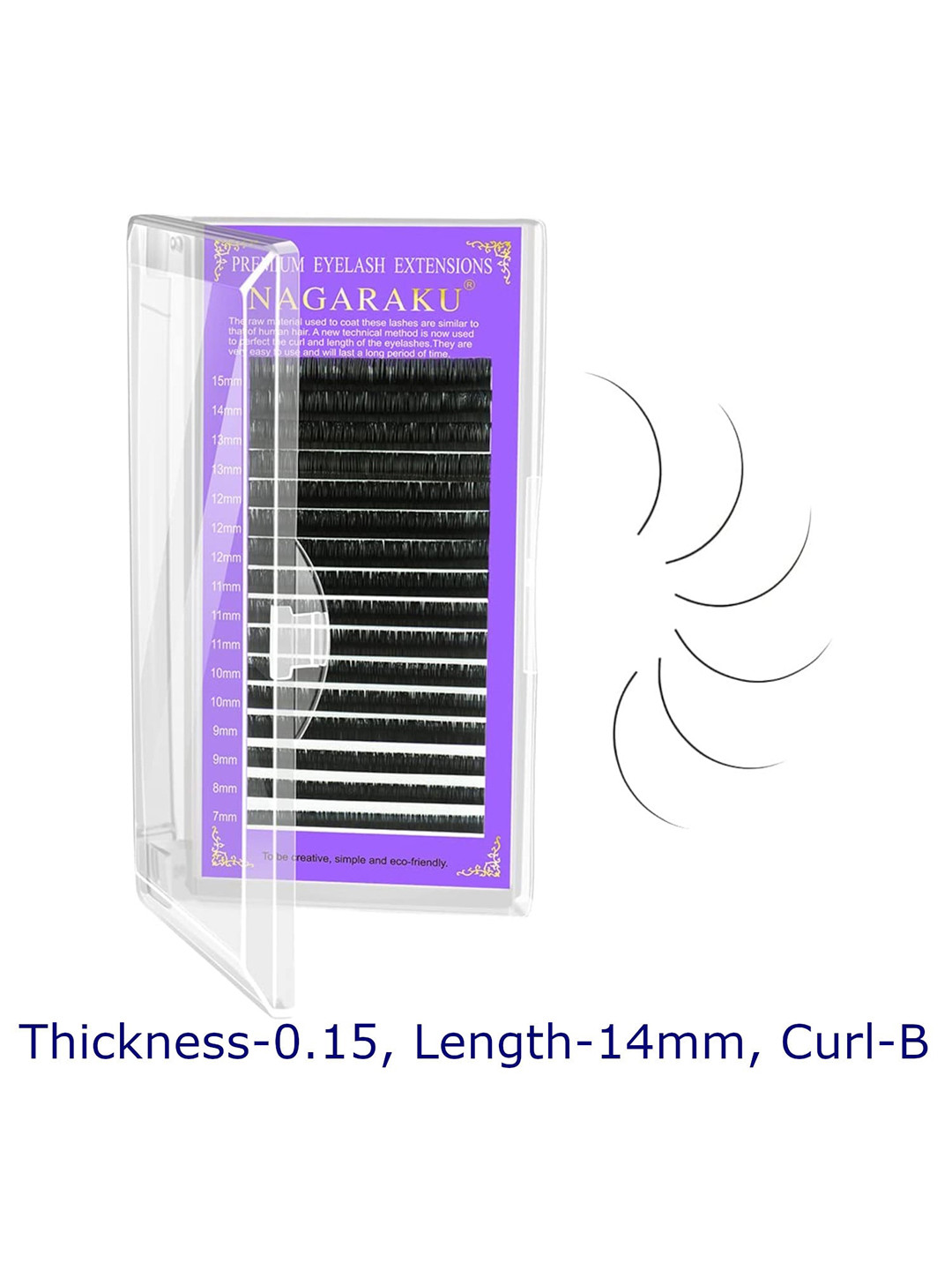 NAGARAKU Black Individual Premium Classic Matte 16 Rows Eyelash Extension- Curl B- 0.15/14