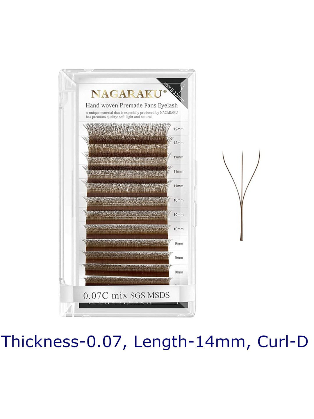 NAGARAKU Women Brown Automatic Flower W Shape Bloom 3D Premade Fans False Eyelashes