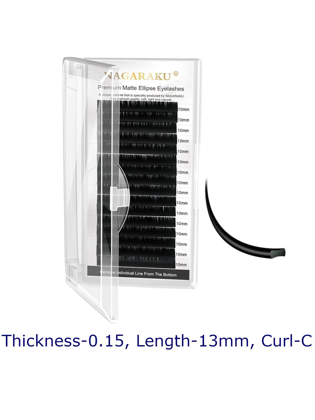 NAGARAKU Women Black Matte Flat Ellipse Shaped Split Tips Curl-C False Eyelashes
