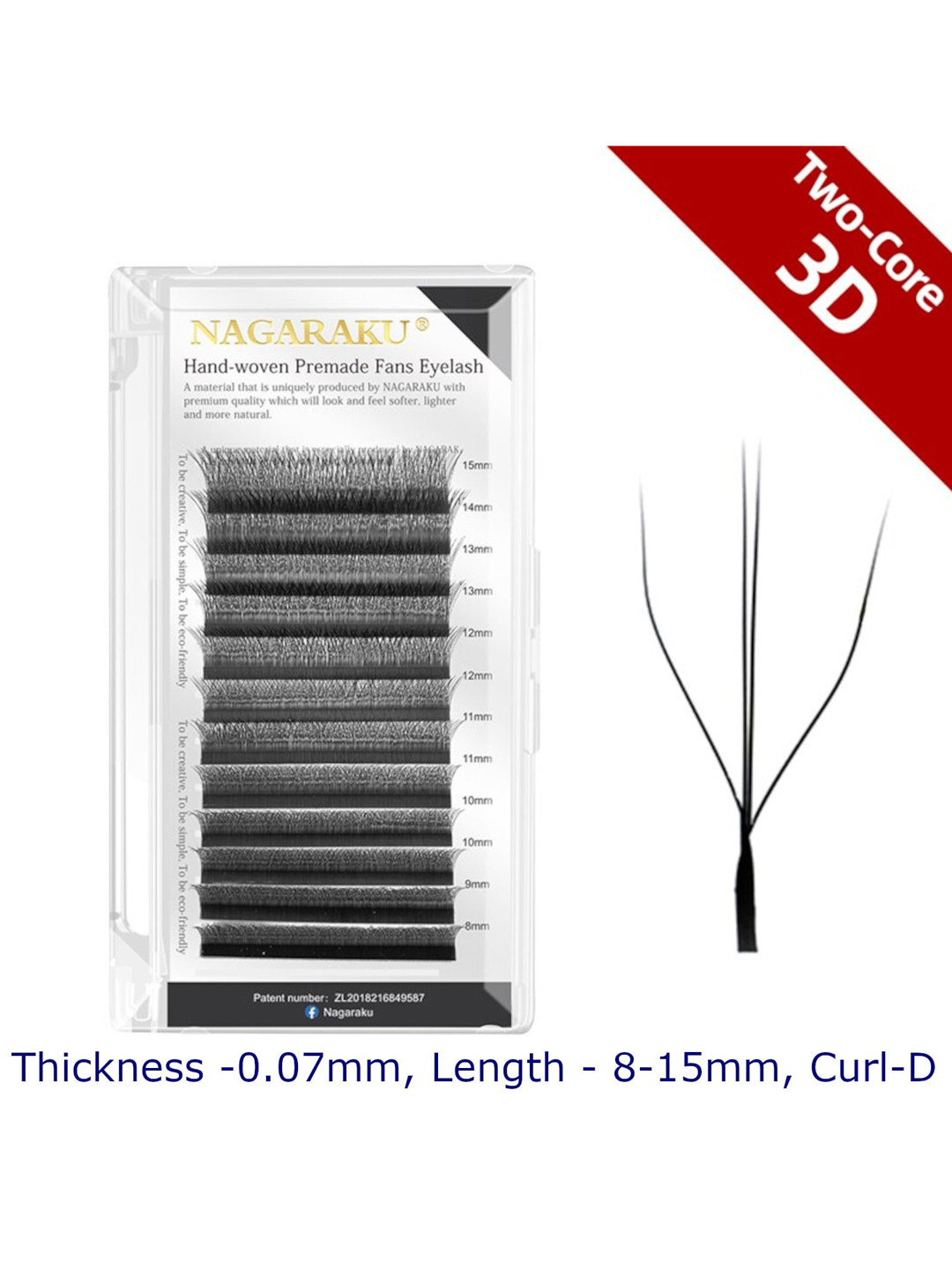 NAGARAKU Women Black 3D 2-Core W Eyelash Extension  False Eyelashes