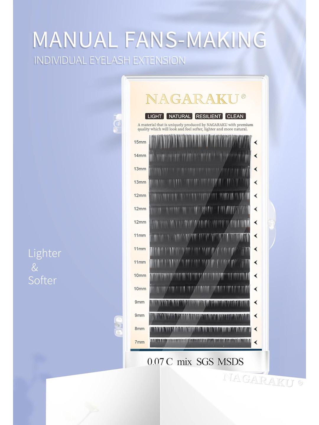 NAGARAKU Women Black Individual Fans-making 16 Lines D Curl Eye Lashes