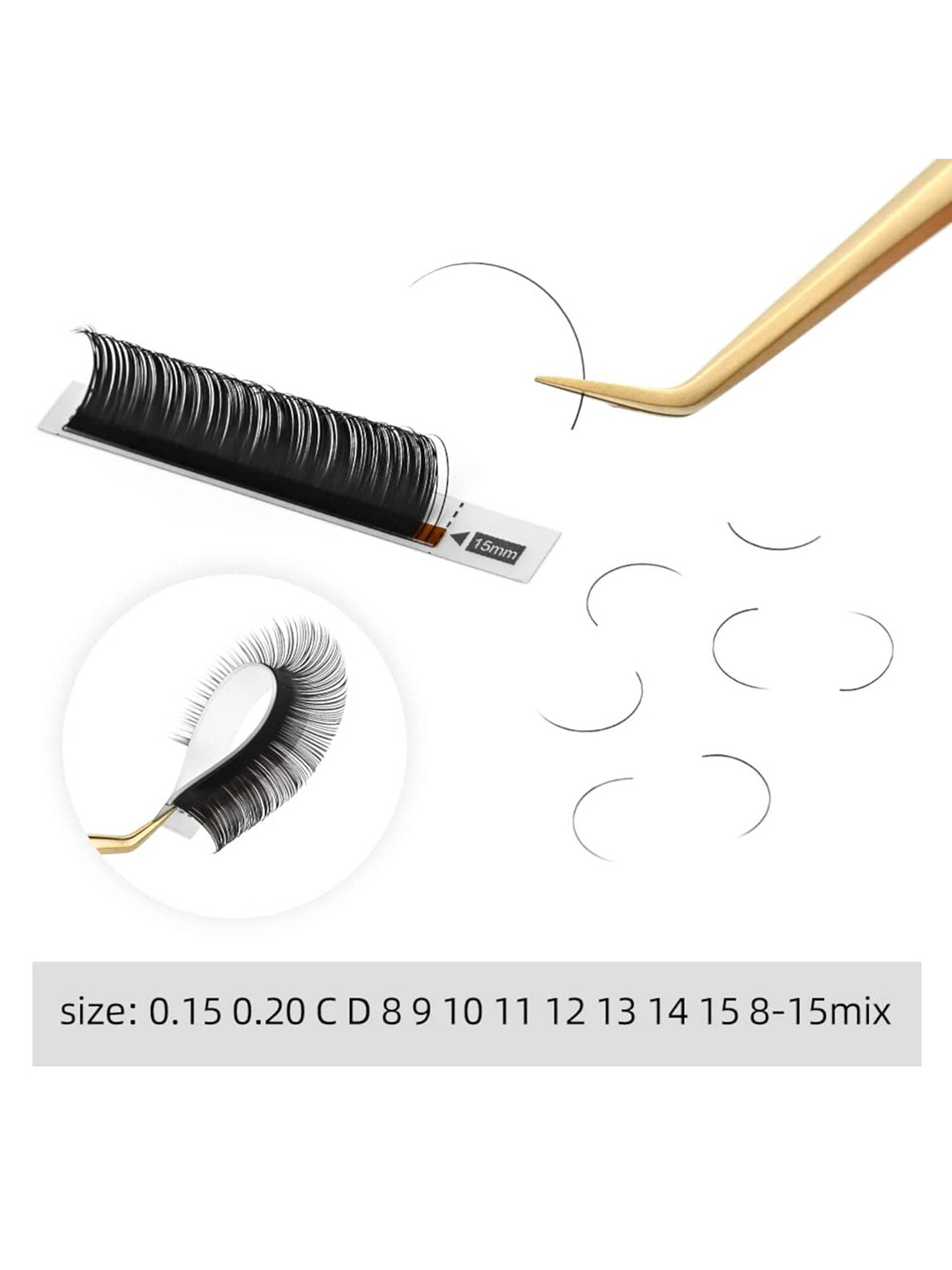 NAGARAKU Black Flat Ellipse Split Tips Shaped 12 Rows False Eyelashes - Curl C - 0.20/8-15
