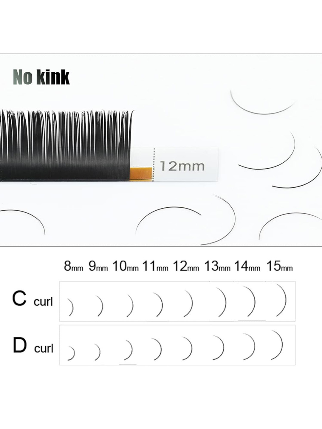 NAGARAKU Black Flat Ellipse Split Tips Shaped 12 Rows False Eyelashes - Curl D - 0.20/8-15