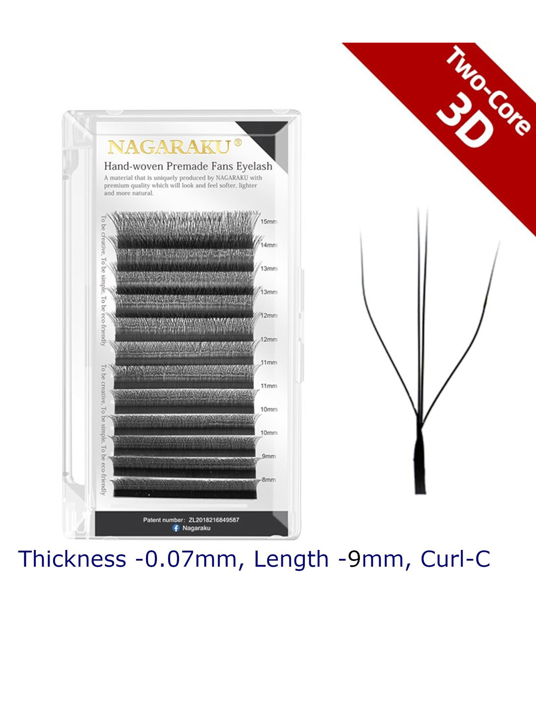 NAGARAKU Women Black Extension 3D Two-Core Matte Eyelashes