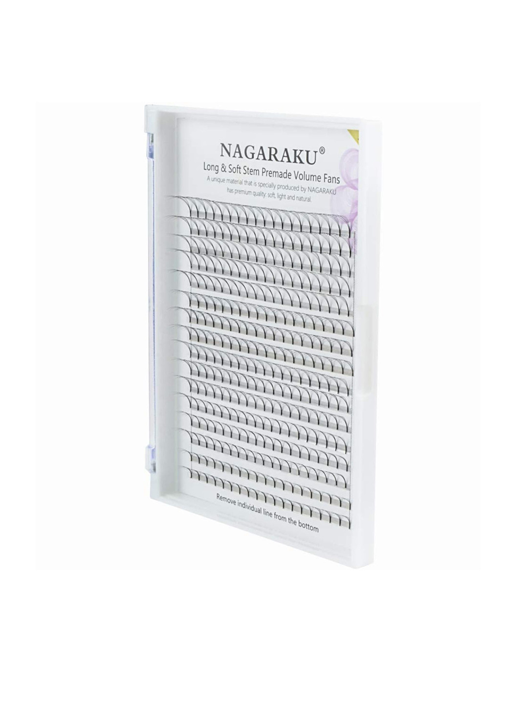 NAGARAKU Black Sharp Narrow Stem Premade Fans 16 Rows 5D Eyelashes Curl D- 0.07/9-14