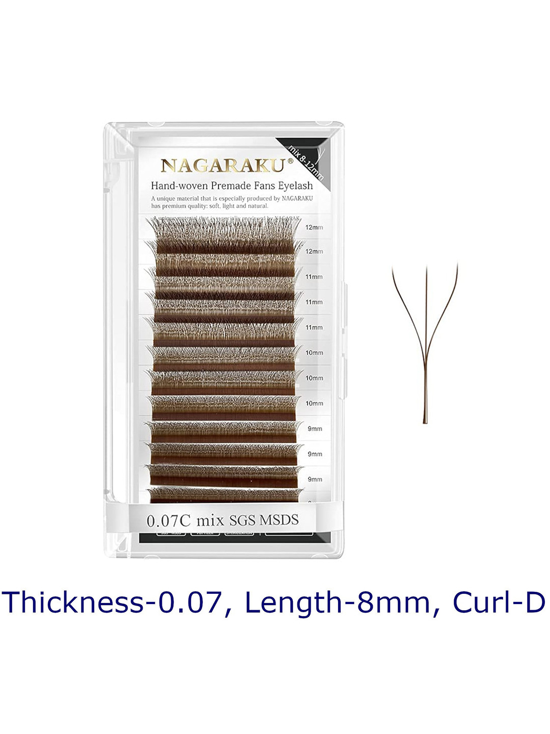 NAGARAKU Women Brown W Eyelash Extension 4D Premade C Curl Eye Lashes