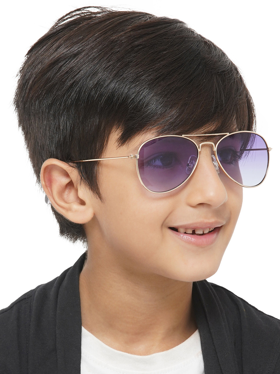 Carlton London Boys Purple Lens & Gold-Toned Aviator Sunglasses CLSB034