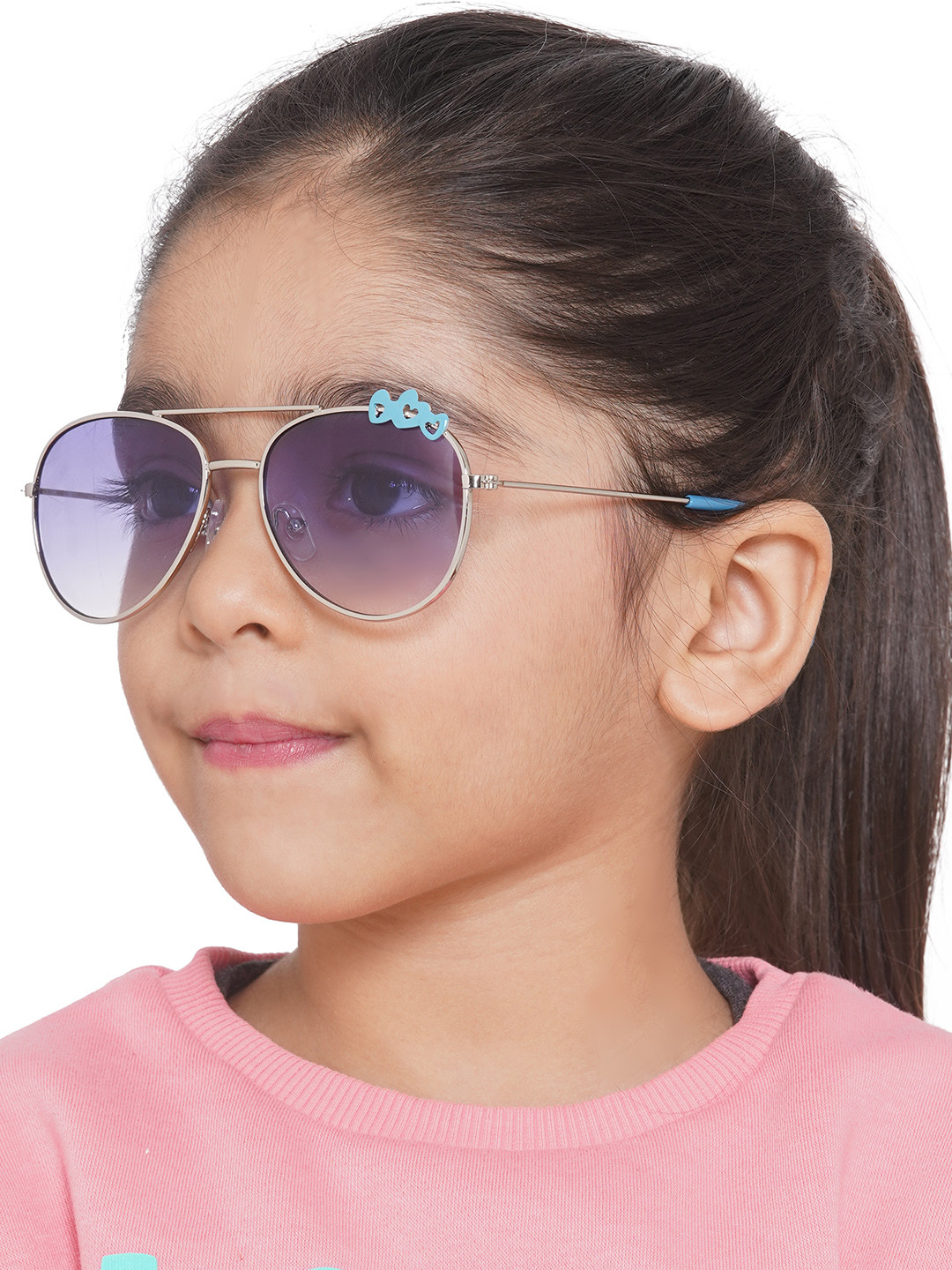 Carlton London Girls Purple Lens & Silver-Toned Aviator Sunglasses with UV Protected Lens