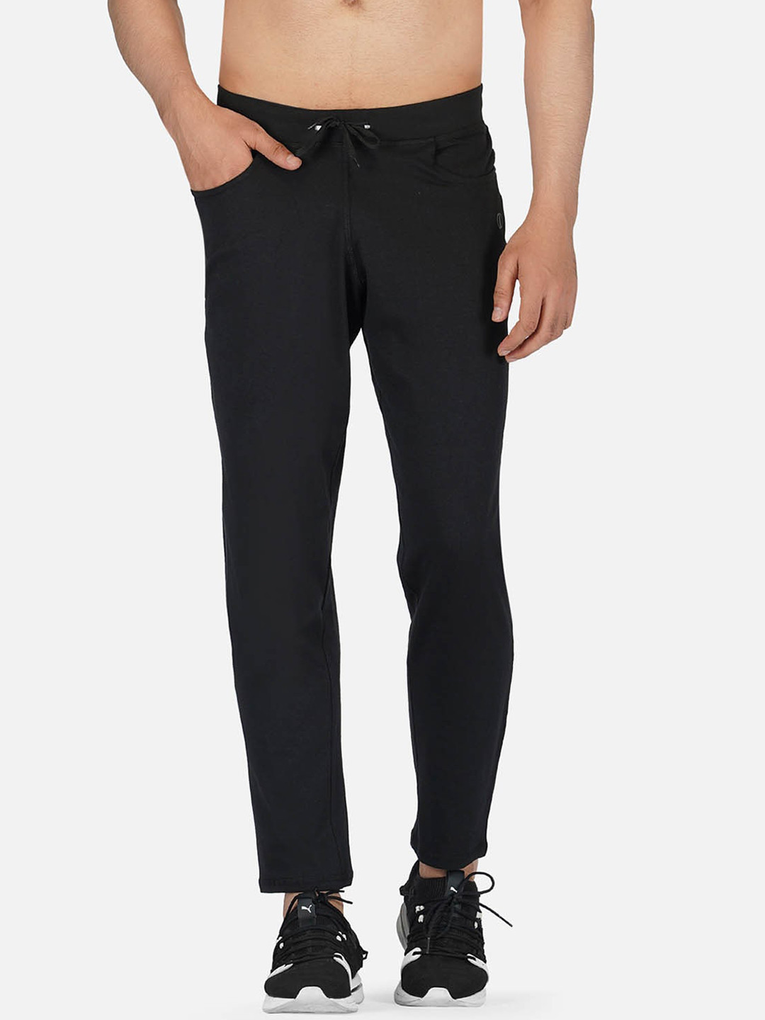 IMPERATIVE Men Black Solid Pure Anti-Odour Cotton Track Pants
