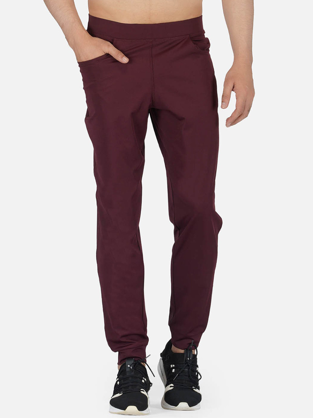 IMPERATIVE Men Maroon Regular Fit Rapid Dry Solid Joggers