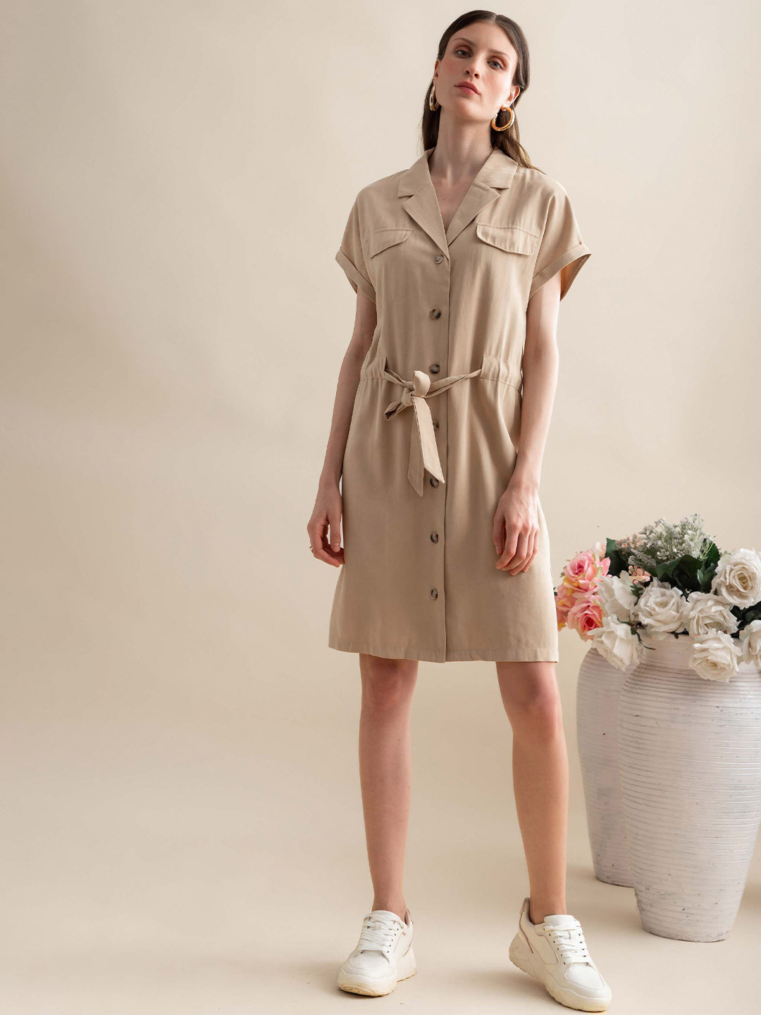 B.Copenhagen Women Beige Shirt Dress