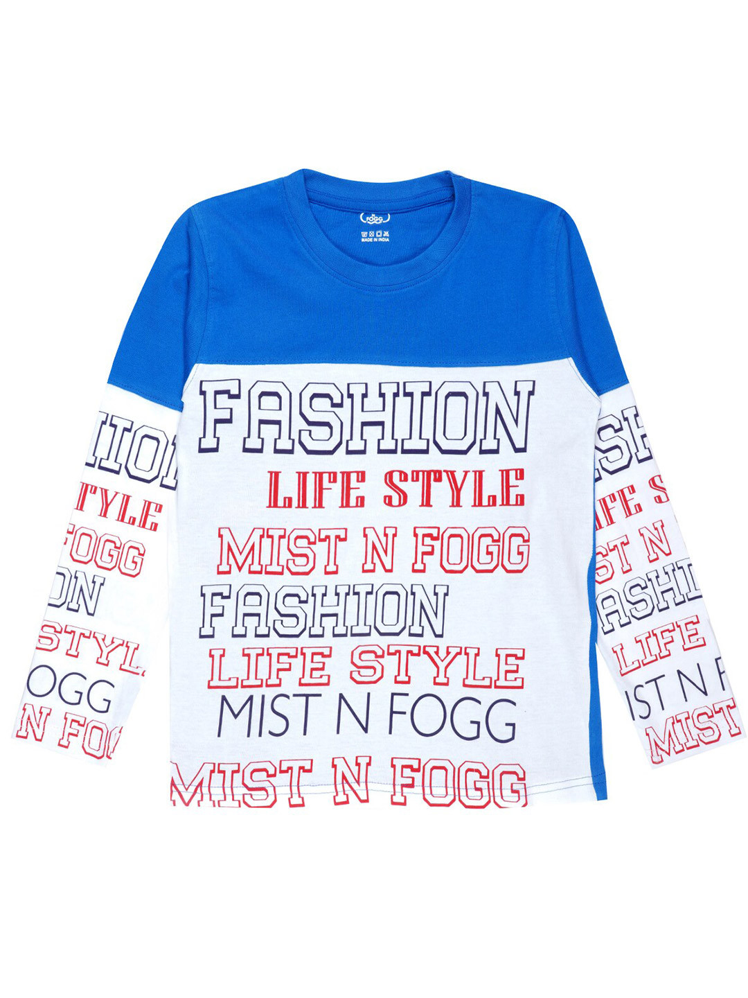MIST N FOGG Boys Blue Typography Printed T-shirt