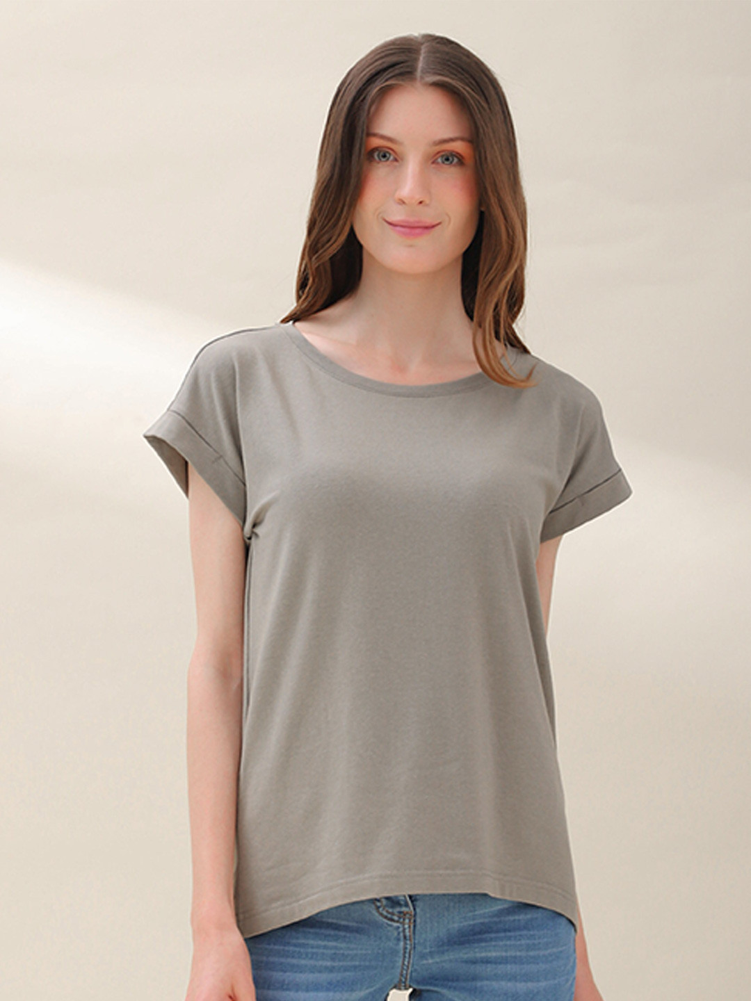 B.Copenhagen Women's Vetiver Green T-shirt With Cap Cleeve