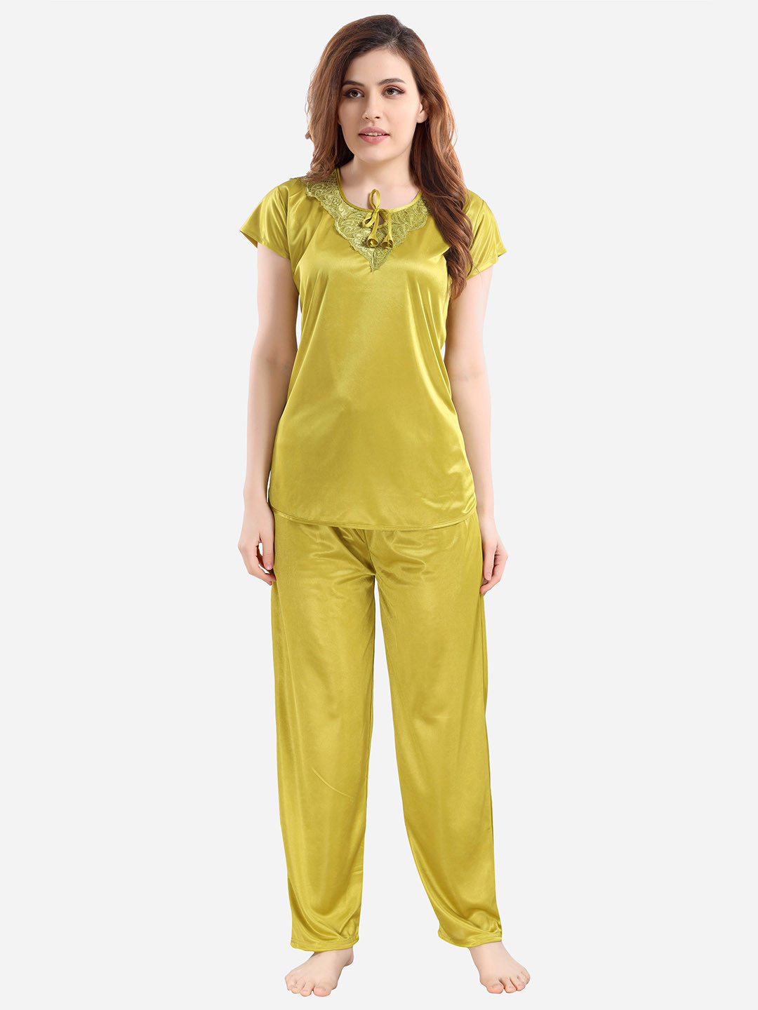 Romaisa Women Olive Green Night suit