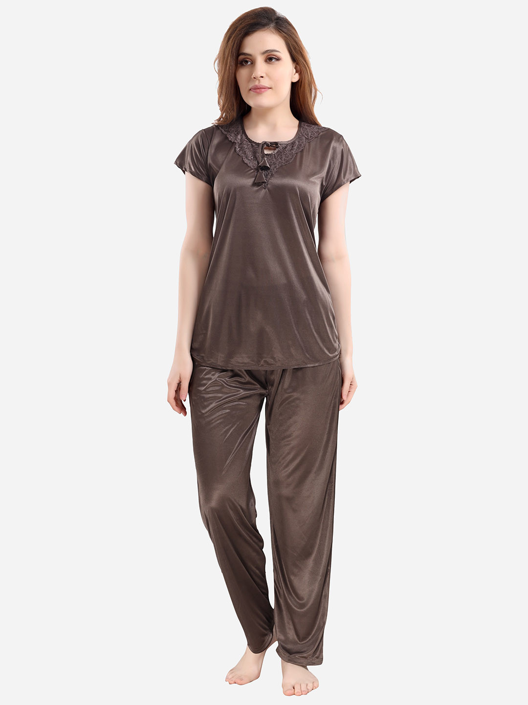 Romaisa Women Coffee Brown Night suit