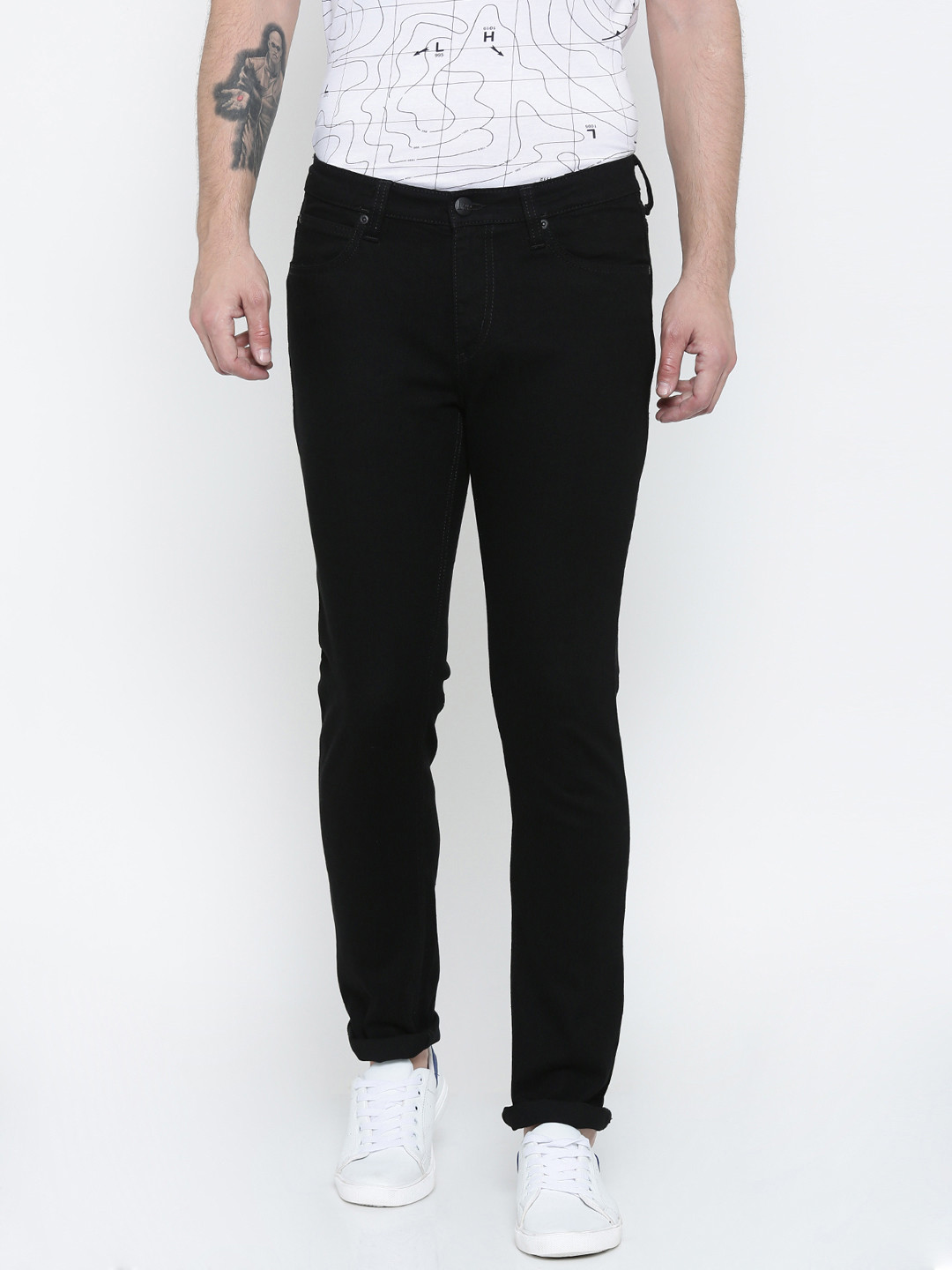 Lee Men Black Bruce Skinny Fit Mid-Rise Clean Look Jeans