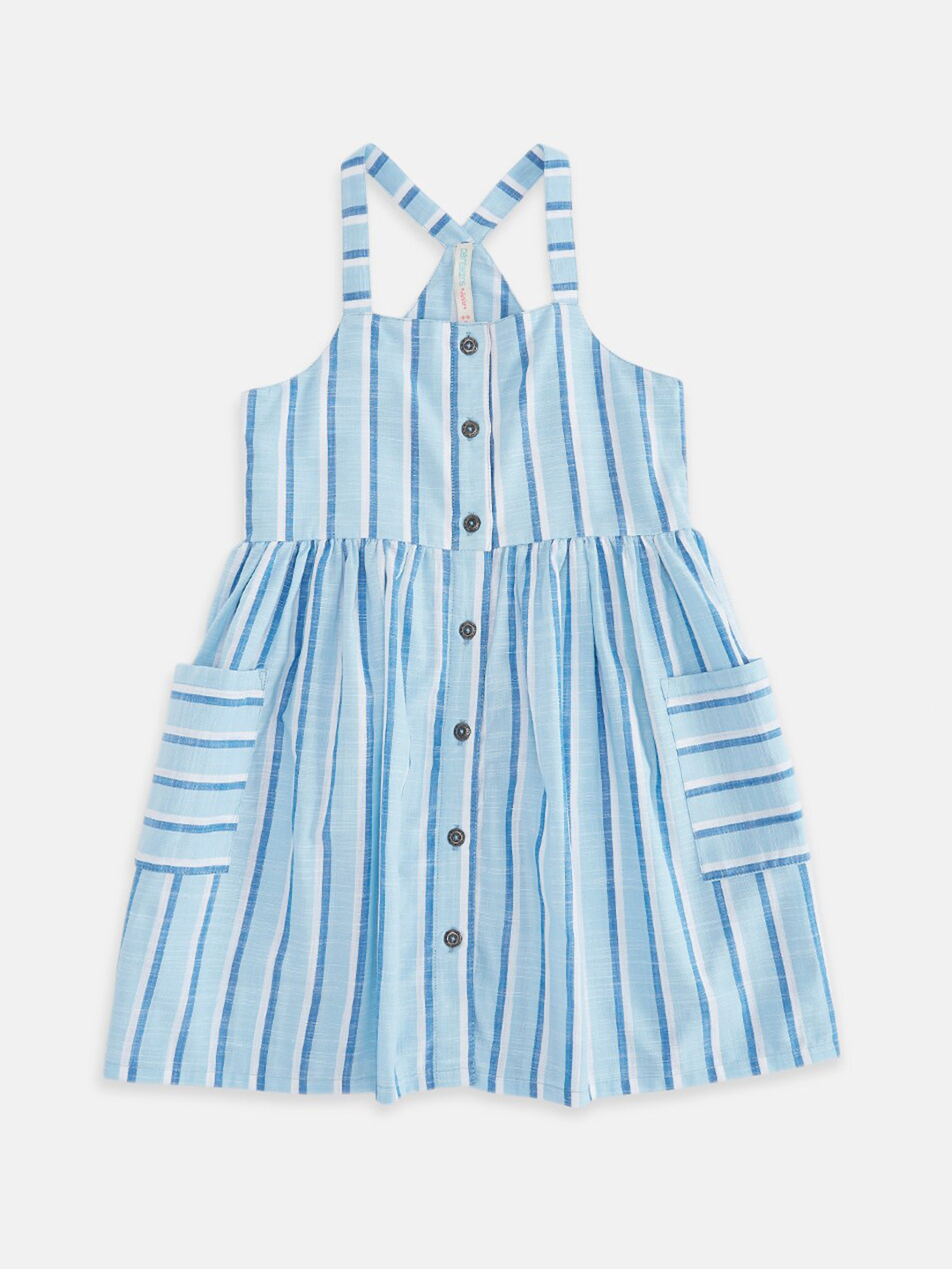 Pantaloons Junior Blue Striped A-Line Dress