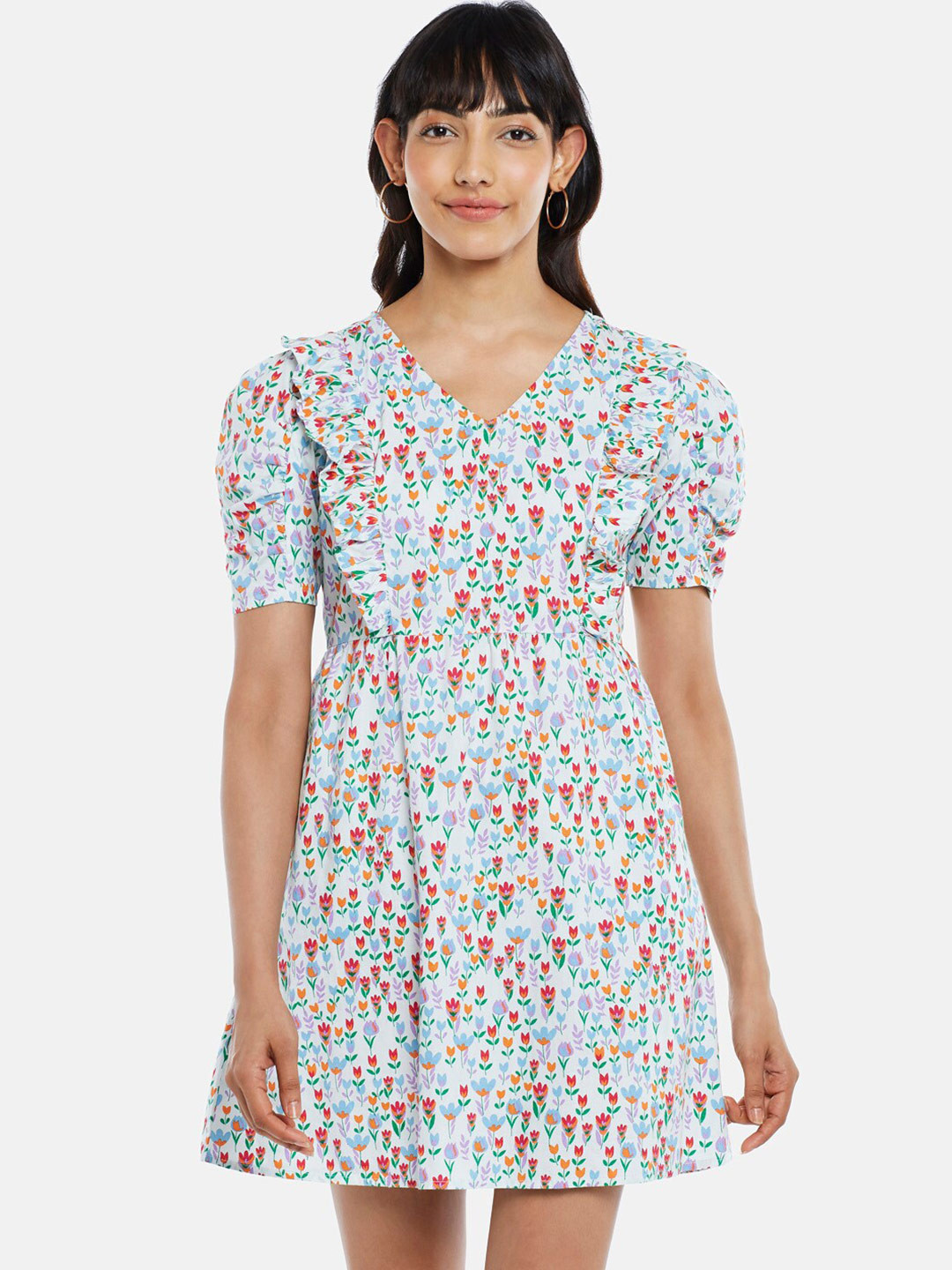 People Off White Floral A-Line Dress