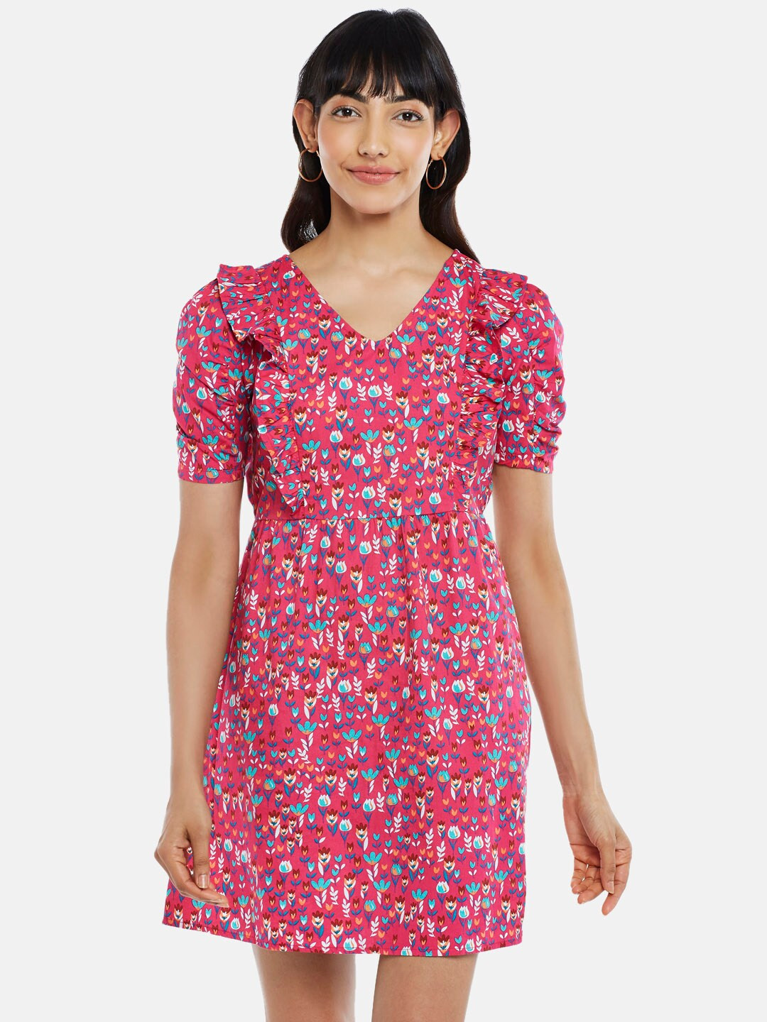 People Women Pink Floral Printed Mini Dress