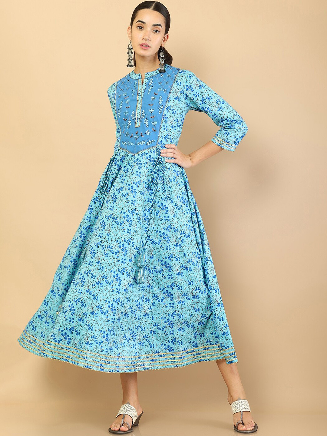 Soch Women Blue Floral Printed Floral Anarkali Kurta
