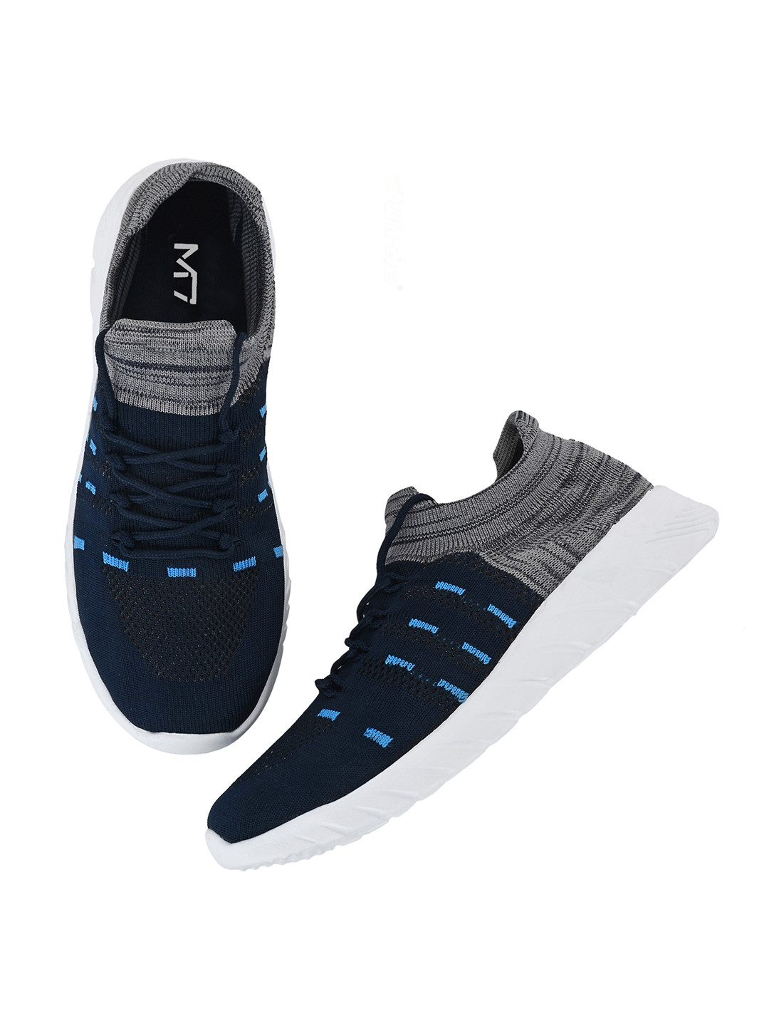 BIRDE Men Blue Woven Design Slip-On Sneakers