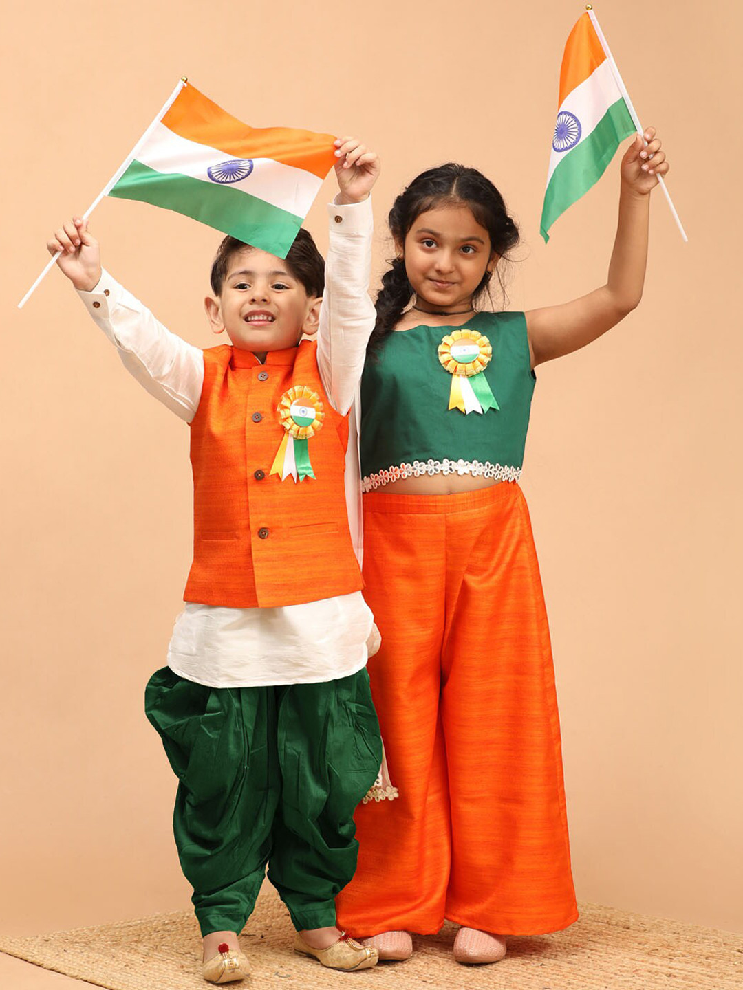 VASTRAMAY Boys White Kurti with Dhoti Pants