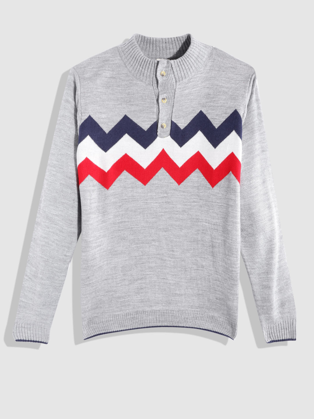 YK Teen Boys Grey Chevron Printed Pullover