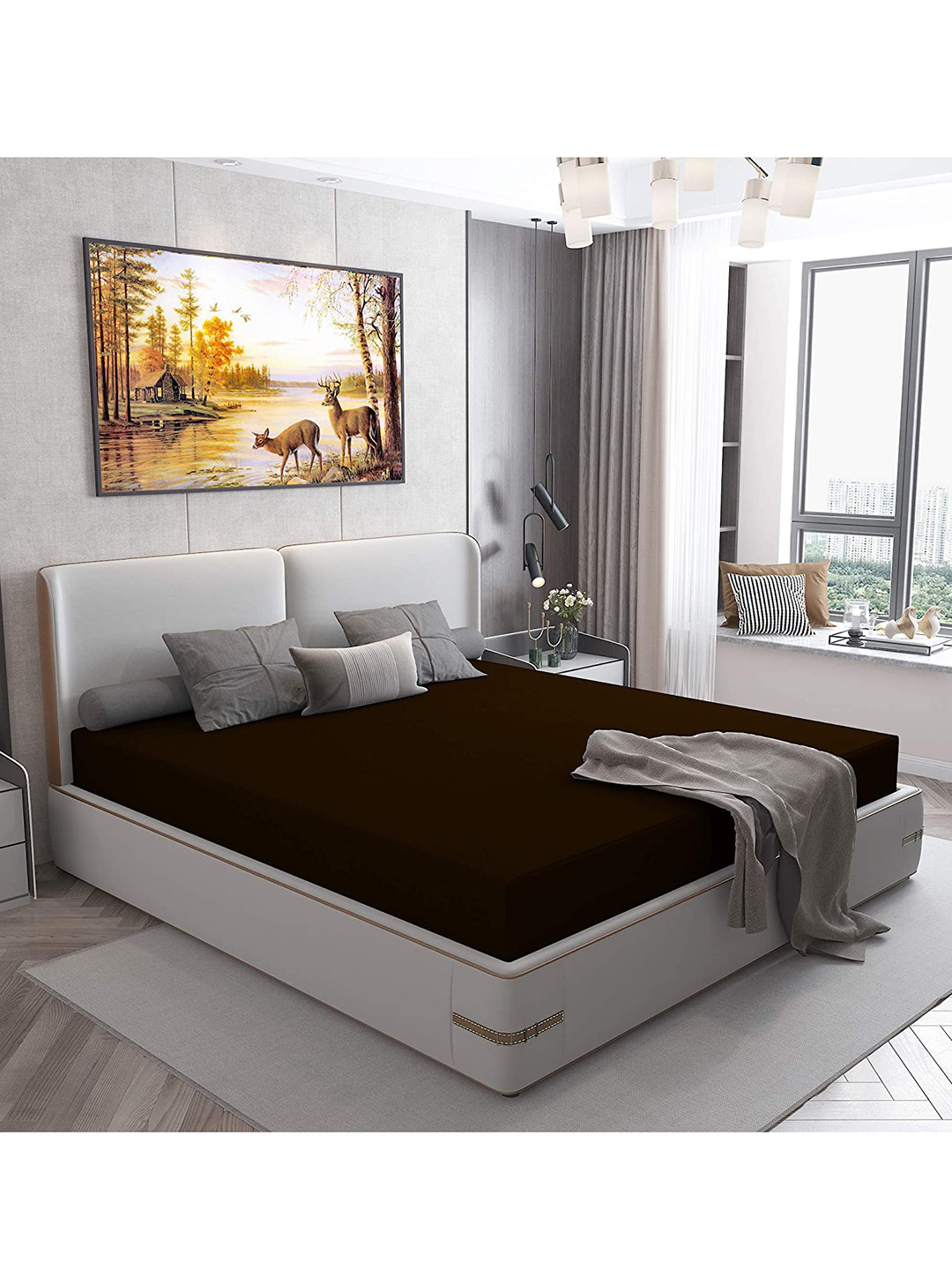 Hammer Home  Coffee Brown Solid Cotton King Mattress Protector