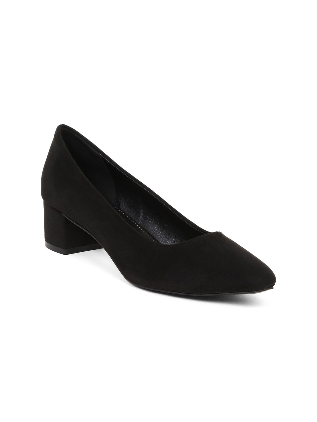 Flat n Heels Black Suede Block Pumps