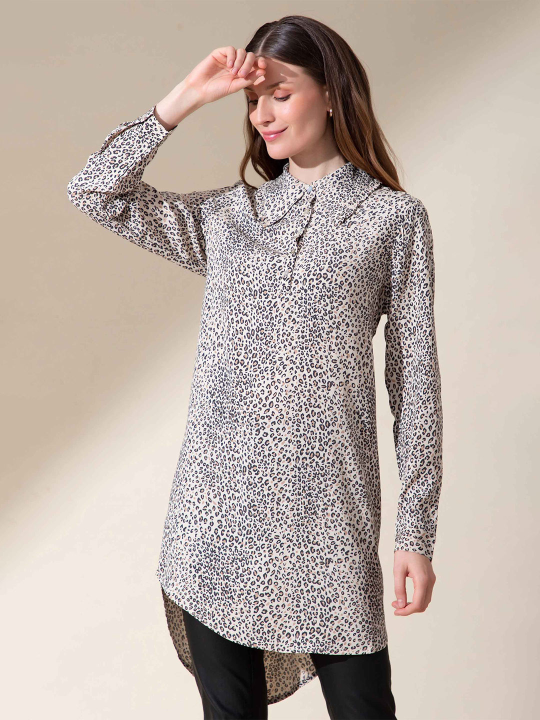 B.Copenhagen Women Camel Brown Printed Casual Shirt