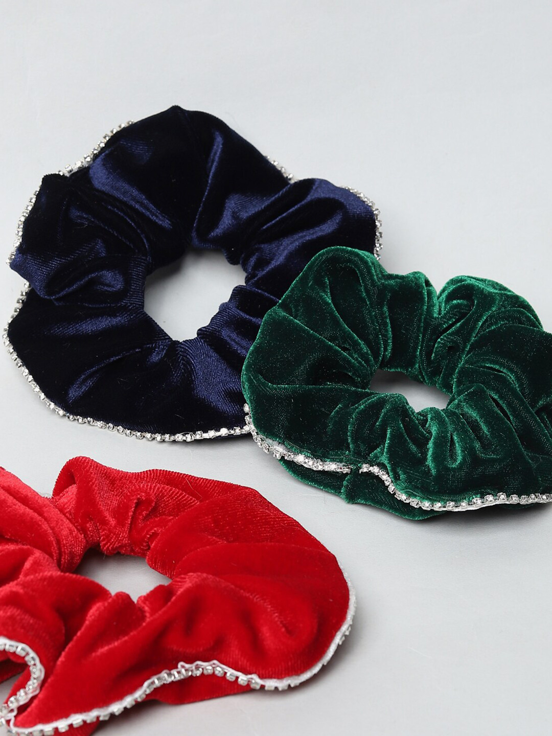 ONLY Women Red & Green Set of 3 Ponytail Holders