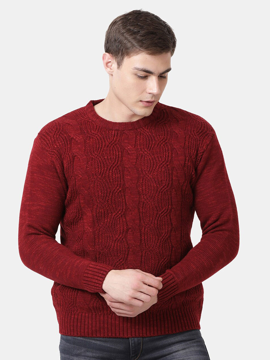 t-base Men Red Striped Poncho