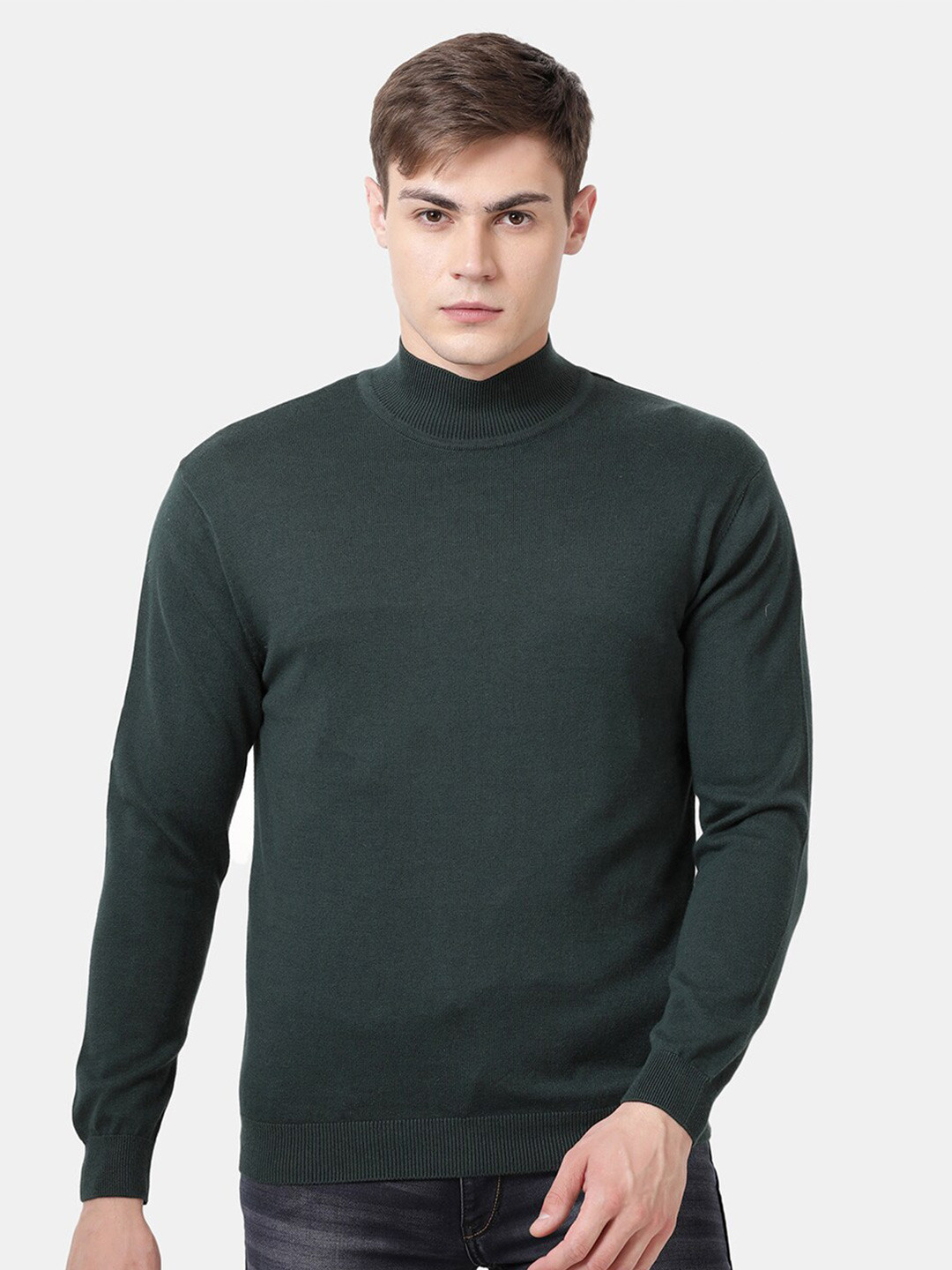 t-base Men's Green Turtle Neck Pullover