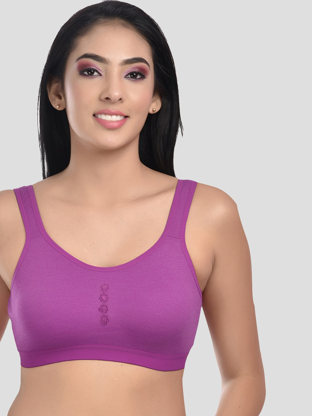 StyFun Black & Purple Non-Padded Bra Pack of 2